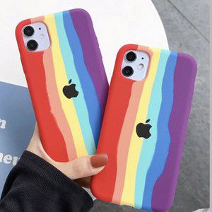 Capa Case iPhone Arco-íris Colorida Aveludada c Logo - Relógios Eletrônicos  e Brinquedos