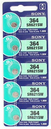 BATERIA 364/SR621SW-cartela c/5 pçs	SONY/MURATA, MAXELL OU ENERGIZER   cod:770