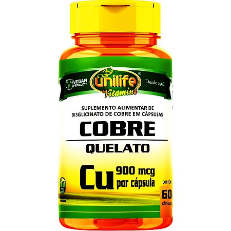 Cobre Quelato Unilife 60 cápsulas - Vegano