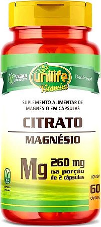 Citrato Magnésio Unilife 60 cápsulas