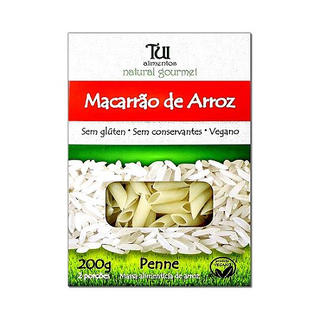 Macarrão Penne de Arroz Sem Glúten Tui Alimentos 200g