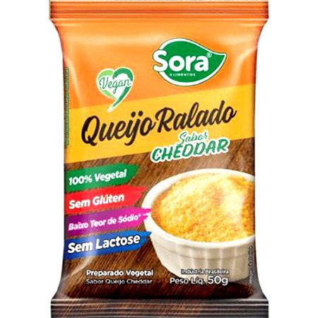 Queijo Cheddar Ralado Vegetal Sora 50g - Vegano