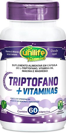 Triptofano + Vitaminas Unilife 60 Cápsulas de 400mg