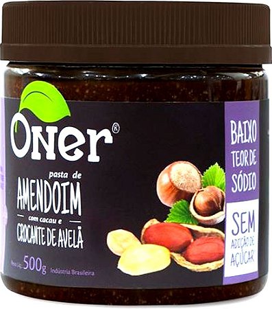 Pasta de Amendoim Cacau e Crocante de Avelã Oner 500g