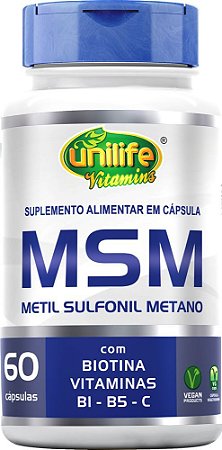 MSM + Biotina e Vitaminas B1, B5 e C Unilife 60 Cápsulas