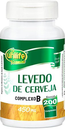 Levedo de Cerveja Unilife 200 comprimidos - Vegano