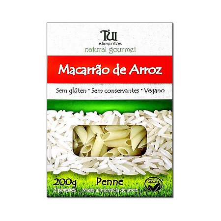 Kit 4 Macarrão Penne de Arroz Sem Glúten Tui Alimentos 200g