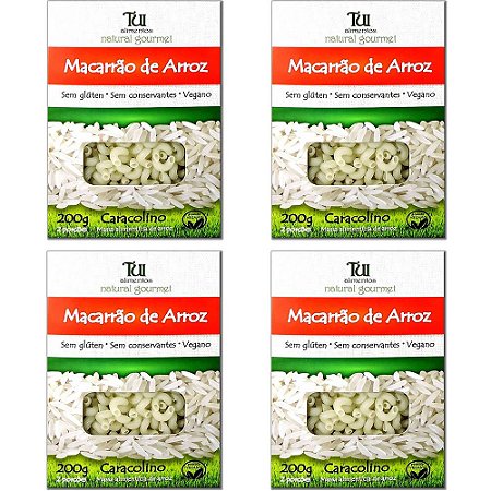 Kit 4 Macarrão Caracolino de Arroz Sem Glúten Tui Alimentos 200g
