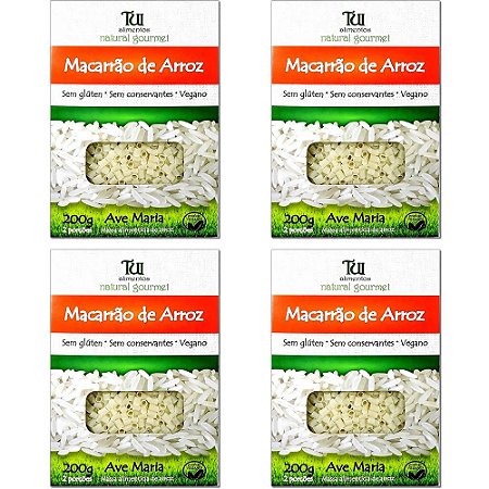 Kit 4 Macarrão Ave-Maria de Arroz Sem Glúten Tui Alimentos 200g