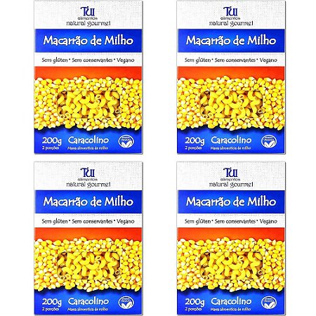 Kit 4 Macarrão Caracolino Milho S/ Glúten Tui Alimentos 200g