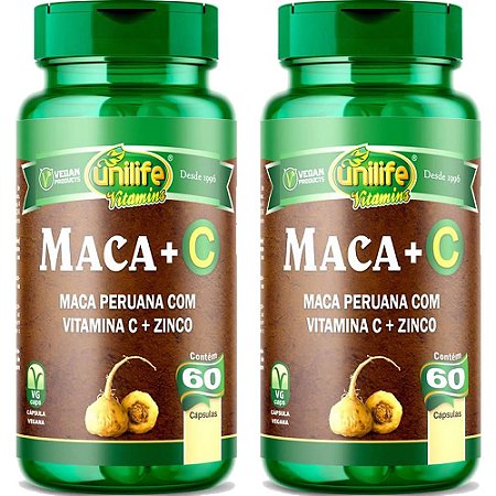 Kit 2 Maca Peruana + Vit. C + Zinco Unilife 60 cápsulas