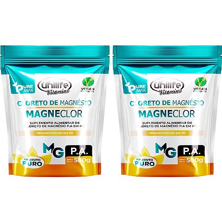 Kit 2 Cloreto de Magnésio Hexahidratado P.A. Unilife 500g