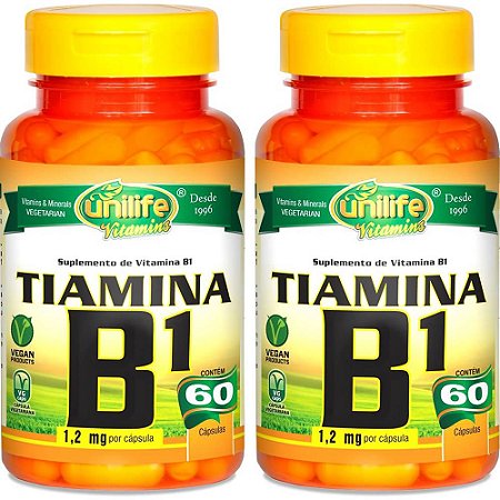 Kit 2 Vitamina B1 Tiamina Unilife 60 cápsulas - Vegano