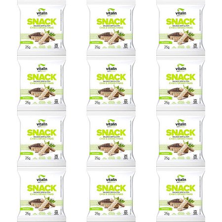 Kit 12 Snack Salgado Sem Glúten Chia Ervas Finas Vitalin 25g