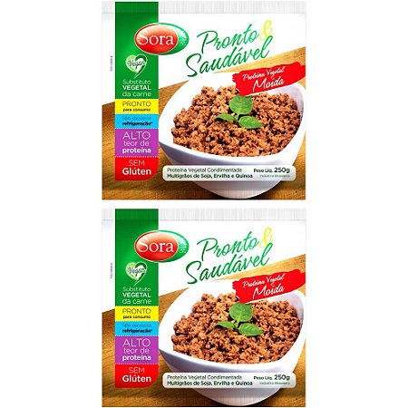 Kit 2 Carne Moída Vegana Pronta Proteína Vegetal Sora 250g