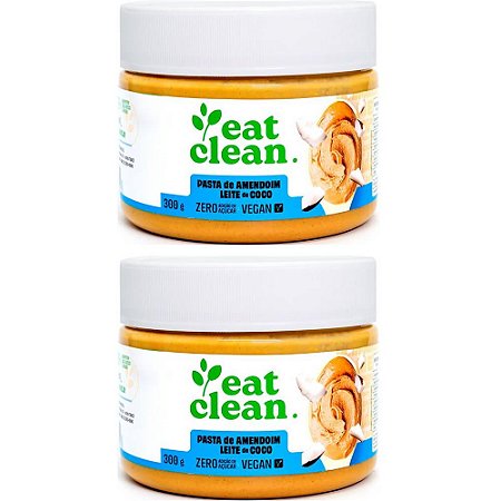 Kit 2 Pasta Amendoim Leite de Coco Eat Clean 300g - Vegano