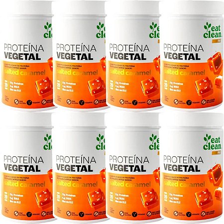 Kit 8 Vegan Protein Salted Caramel Eat Clean 600g - Proteína Vegana