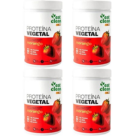 Kit 4 Proteína Vegetal Morango Eat Clean 600g - Proteína Vegana