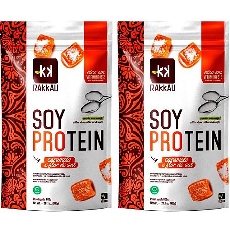 Kit 2 Soy Protein Caramelo e Flor de Sal Rakkau 600g Vegano