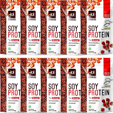 Kit 10 Soy Protein Morango Rakkau 600g - Vegano - Proteína