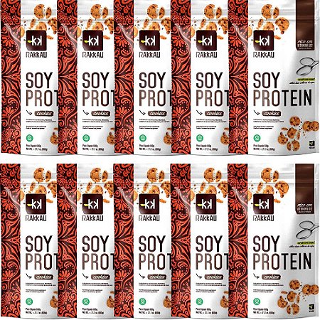 Kit 10 Soy Protein Cookies Rakkau 600g - Vegano - Proteína