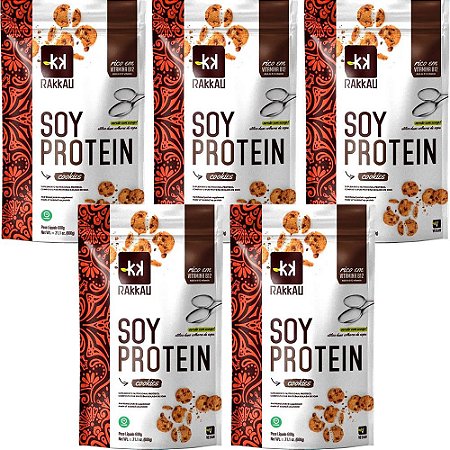 Kit 5 Soy Protein Cookies Rakkau 600g Vegano - Proteína Soja