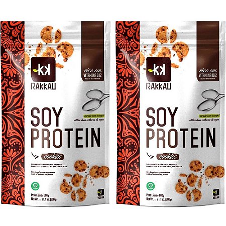 Kit 2 Soy Protein Cookies Rakkau 600g Vegano Proteína Soja