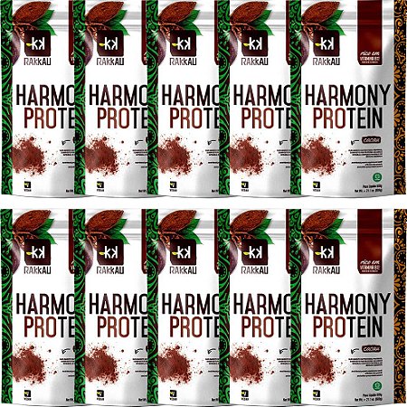 Kit 10 Harmony Protein Cacau Rakkau 600g - Vegano - Proteína