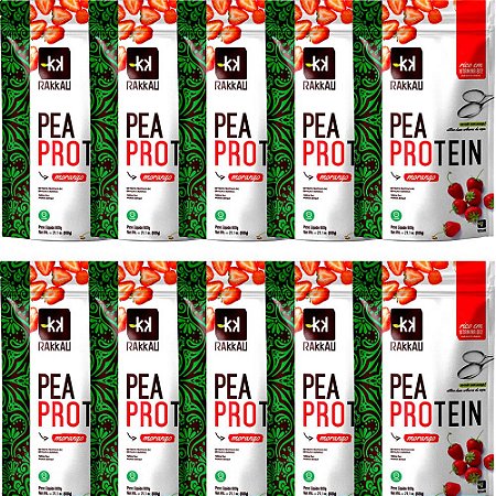 Kit 10 Pea Protein Morango Rakkau 600g - Vegano - Proteína