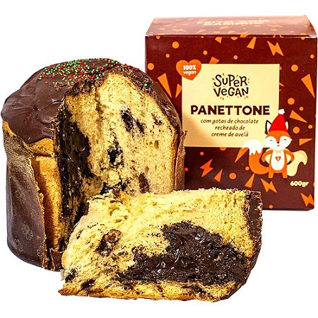 Panettone Vegano Gotas de Chocolate e Recheado de Creme de Avelã Super Vegan 700g