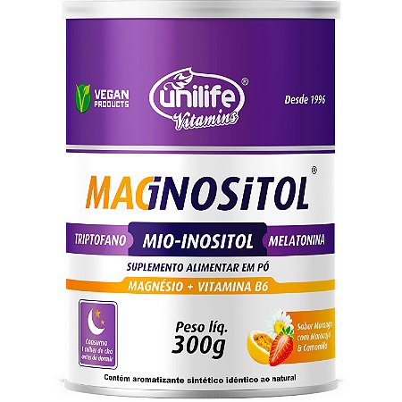 Magnositol Magnésio Inositol Sabor Morango Maracujá e Camomila Unilife 300g