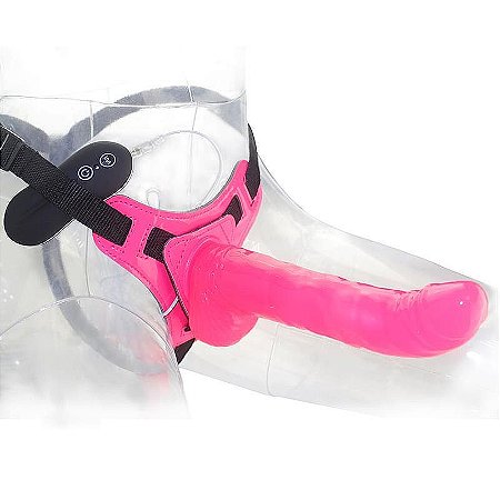 Cinta com Pênis Vibrador Rosa - 18 x 3,9 cm - Aphrodisia