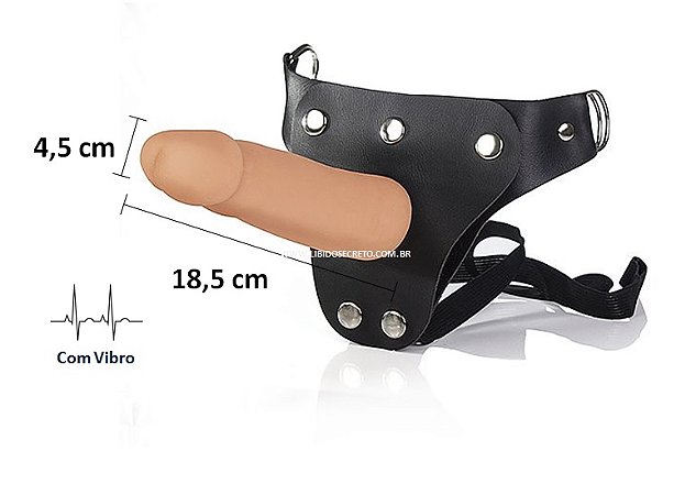 Strap On com Vibrador - Cinta com Pênis Realístico em Cyber Skin - 18,5 x 4,5cm