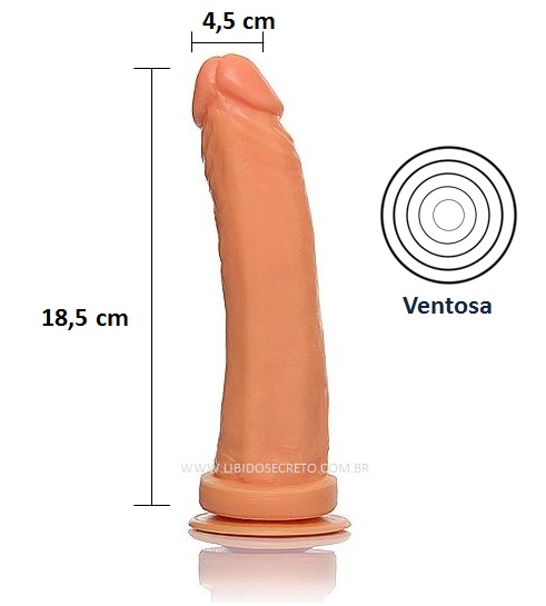 Pênis realístico Dildo 82 - Maciço com Ventosa - 18,5 x 4,5 cm
