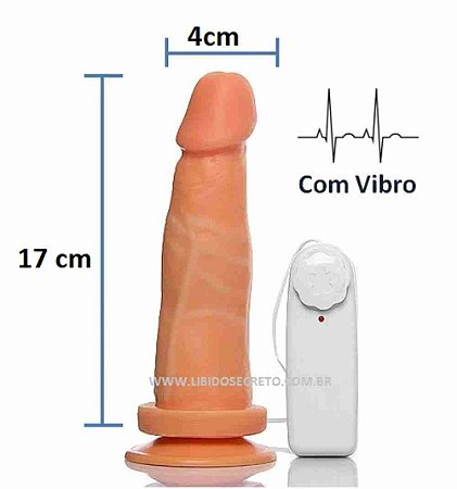 Pênis realístico Sheik - Com vibrador e ventosa - 16 x 4 cm