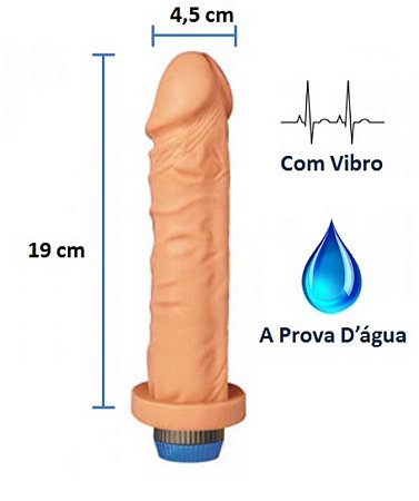 Pênis Realístico Soft 20 - Com vibrador e à prova d'água - 19 x 4,5 cm