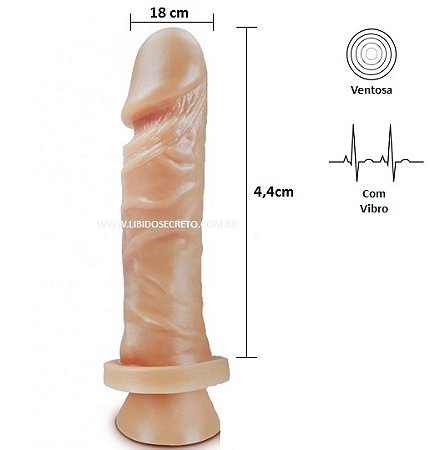 Pênis realístico 70 - Com vibrador e ventosa - 18 x 4,4 cm