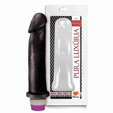 Pênis Realístico - Luxúria 120 - Vibrador - Preto - 20 cm