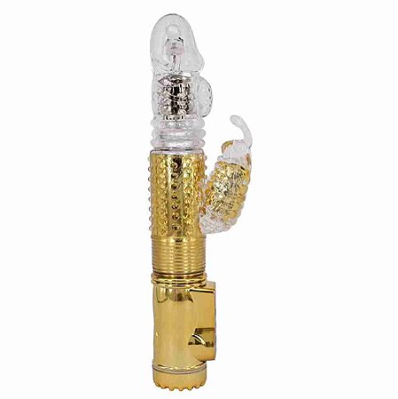 Vibrador Jack Rabbit - Vai e Vem - Ponto G - Prova D'água - Dourado