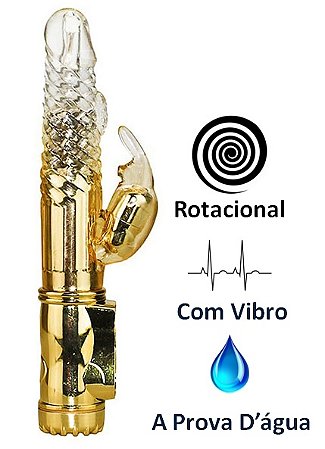 Vibrador Jack Rabbit Ponto G - Vibrador Rotativo - Dourado