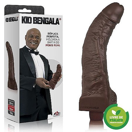 Pênis Realístico Kid Bengala Réplica - Escroto e Vibrador 32x6 cm