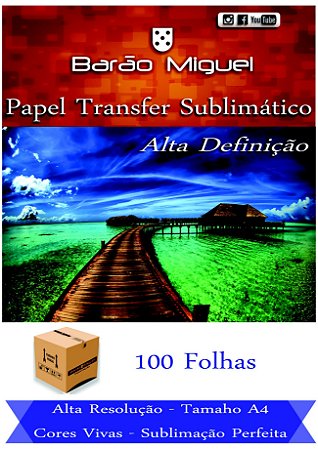 PAPEL SUBLIMÁTICO - FUNDO AZUL, PACOTE COM 100 FOLHAS A4