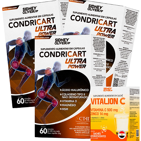 Colageno Tipo II Kit X 3 total 180 Caps 450 Mg Condricart Ultra Power Masis Brinde