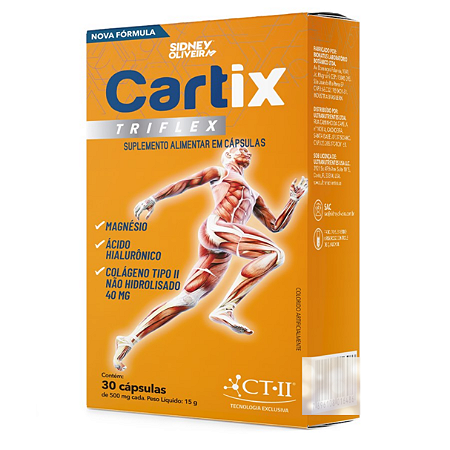 COLÁGENO TIPO II NÃO HIDROLISADO + ÁCIDO HIALURÔNICO + MAGNÉSIO CARTIX TRIFLEX 30 CÁPSULAS