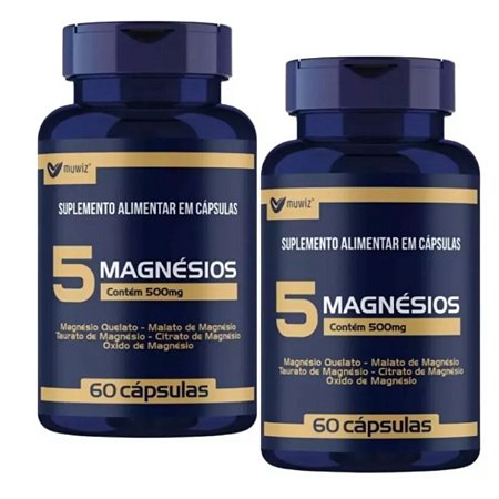 Kit 2x 5 Magnésios Muwiz 500mg 60 Cáspsulas
