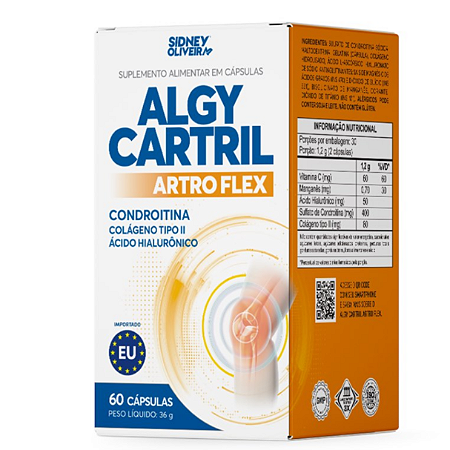 Algy Cartril Artro Flex 60 cápsulas União Europeia Sidney Oliveira