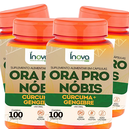 kit 4x Ora Pro Nóbis + Gengíbre + Curcuma Alivie Dores Articulares INOVA VIT