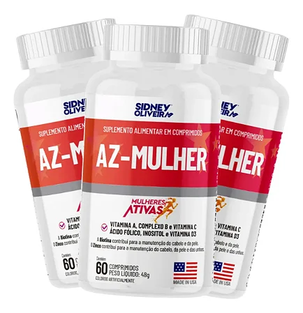 3x A-z Mulher Made In Usa 60 Comprimidos Sidney Oliveir #4051729749