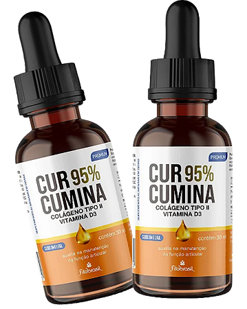 KIT 2X Curcumina 95% Gotas (Colágeno tipo II e Vitamina D3) 30 ml