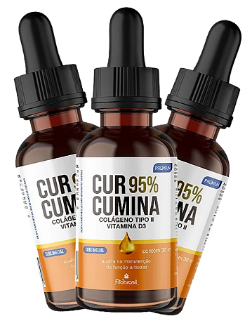 KIT 3X Curcumina 95% Gotas (Colágeno tipo II e Vitamina D3) 30 ml